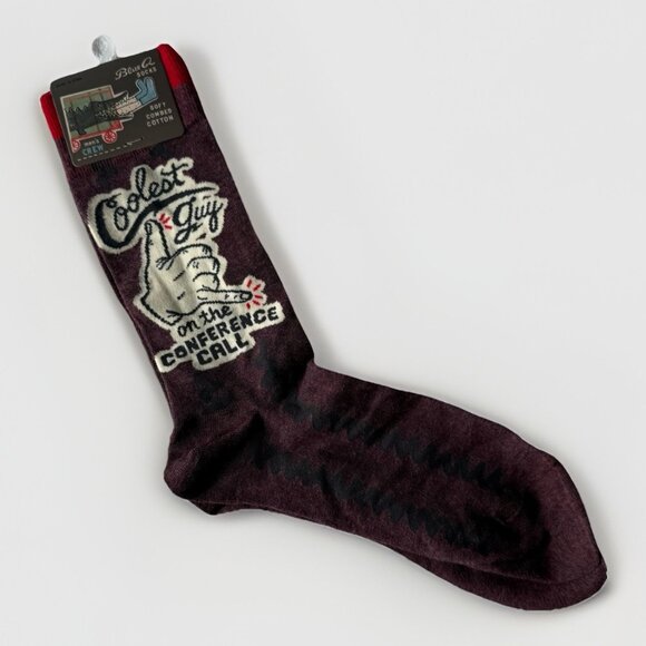 Blue Q Socks Men's Crew Socks " Coolest Guy On The Conference Call" Sz 7-12 - Picture 2 of 7